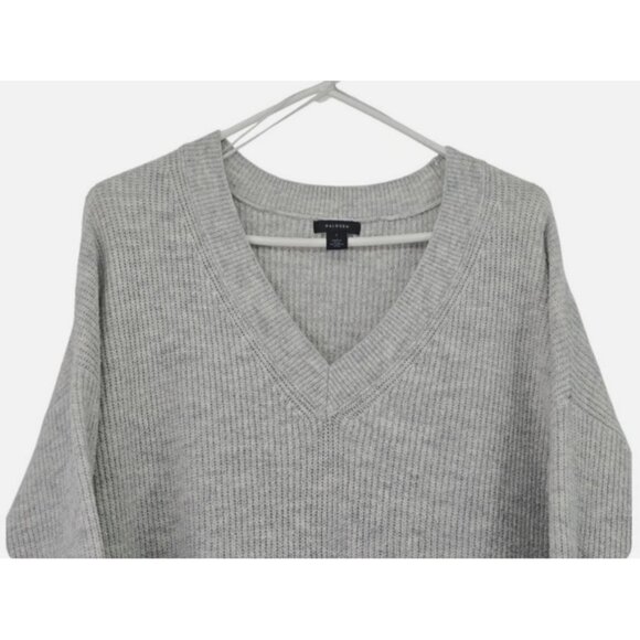 Halogen V-Neck Sweater Ribbed Cozy Lond Sleeve Gray Size 1 - Picture 3 of 9